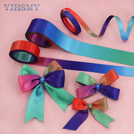 Rainbow Satin Ribbon Rainbow Colored Ribbon for Crafts Gift Wrapping Pride Birthday Party Decoration DIY Rainbow Hair Bows - 5 Y