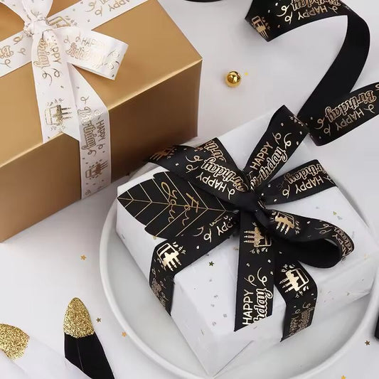 5yards 20mm Happy-birthday Ribbon Printing Polyester Ribbon For Handmade Design Birthday Decoration Gift Packing